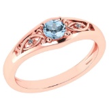 Certified 0.37 Ctw Aquamarine And Diamond 14k Rose Gold Halo Ring