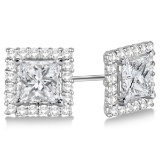 Square Diamond Earring Jackets Pave-Set 14k White Gold 0.50ctw