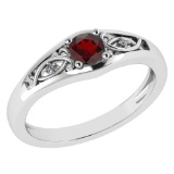 Certified 0.37 Ctw Garnet And Diamond 14k White Gold Halo Ring