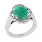 3.16 Ctw SI2/I1 Emerald And Diamond 14K White Gold Engagement Ring