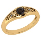Certified 0.37 Ctw Smoky Quarzt And Diamond 14k Yellow Gold Halo Ring