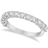 Half Eternity Round Cut Diamond Ring Band 14k White Gold 1.35ctw