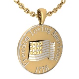 Certified Freedom Loving American 1776 14K Yellow Gold MADE IN ITALY Pendant