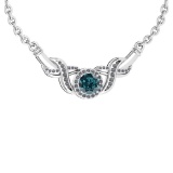 Certified 1.16 Ctw Treated Fancy Blue Diamond And White Diamond Necklace For Beautiful Ladies 14K Wh