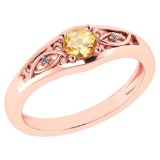 Certified 0.37 Ctw Citrine And Diamond 14k Rose Gold Halo Ring