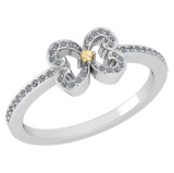 Certified 0.24 Ctw Citrine And Diamond 18k White Gold Halo Ring