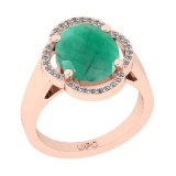 3.16 Ctw SI2/I1 Emerald And Diamond 14K Rose Gold Engagement Ring