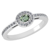 Certified 0.29Ctw Green Amethyst And Diamond 18k White Gold Halo Ring (VS/SI1) MADE IN USA