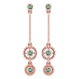 Certified 0.36 Ctw Green Amethyst 14k Rose Gold Drop Earrings