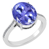Certified 2.75 Ctw Tanzanite And Diamond Ring 14K White Gold