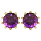 2.20 Ctw SI2/I1 Amethyst 14K Rose Gold Stud Earring