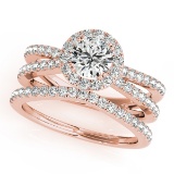 Certified 1.00 Ctw SI2/I1 Diamond 14K Rose Gold Anniversary Set Ring