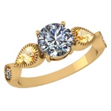 Certified 1.81 Ctw Citrine And Diamond Wedding/Engagement Style 18K Yellow Gold Halo Ring (SI2/I1)