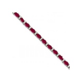 Diamond and Oval Cut Ruby Tennis Bracelet 14k White Gold 9.25ctw