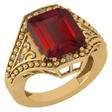 Certified 6.04 Ctw Garnet And Diamond Ladies Fashion Halo Ring 14k Yellow Gold (VS/SI1) MADE IN USA