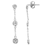 Station Bezel-Set Drop Earrings 14k White Gold 1.00ctw