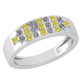 Certified 1.22 Ctw Treated Fancy Yellow Diamond And White Diamond Ladies Fashion Halo Ring 14k White