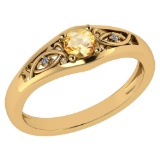 Certified 0.37 Ctw Citrine And Diamond 14k Yellow Gold Halo Ring