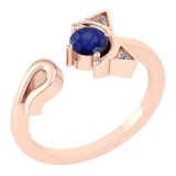 Certified 0.46 Ctw Blue Sapphire And Diamond Ladies Fashion Halo Ring 14k Rose Gold (VS/SI1) MADE IN