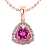 3.15 Ctw Pink Tourmaline And Diamond 14k Rose Gold Pendant