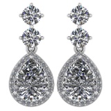 5.17 Ctw Diamond 14k White Gold Halo Dangling Earrings