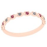Certified 0.05 Ctw Pink Tourmaline 14k Rose Gold Promise Band