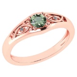Certified 0.37 Ctw Green Amethyst And Diamond 14k Rose Gold Halo Ring