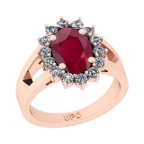 3.02 Ctw SI2/I1 Ruby And Diamond 14K Rose Gold Engagement Ring