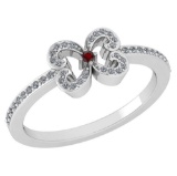 Certified 0.24 Ctw Garnet And Diamond 18k White Gold Halo Ring