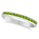 Peridot Channel-Set Semi-Eternity Ring Band 14k White Gold 0.40ctw