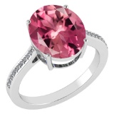 Certified 2.75 Ctw Pink Tourmaline And Diamond Ring 14K White Gold