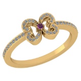 Certified 0.24 Ctw Amethyst And Diamond 18k Yellow Gold Halo Ring