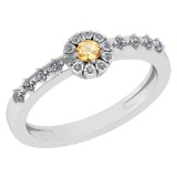 0.27 Ctw Citrine And Diamond 14k White Gold Halo Ring