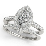 Certified 1.45 Ctw SI2/I1 Diamond 14K White Gold Anniversary Set Ring