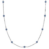 Fancy Blue Station Necklace 14k White Gold 2.00ctw