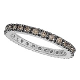 Champagne Diamond Eternity Ring Band in 14k White Gold 0.50ctw