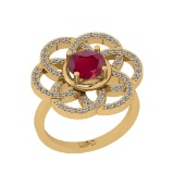 1.82 Ctw I2/I3 Ruby And Diamond 14K Yellow Gold Wedding Ring