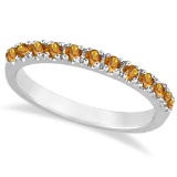 Citrine Stackable Band Anniversary Ring Guard 14k White Gold 0.38ctw