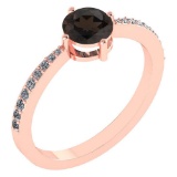 0.97 Ctw Smoky Quarzt And Diamond 14k Rose Gold Halo Ring