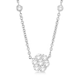 Flower Pendant Station Necklace 14k White Gold (1.00ct)