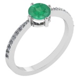 0.97 Ctw Emerald And Diamond 14k White Gold Halo Ring