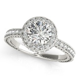 Certified 0.95 Ctw SI2/I1 Diamond 14K White Gold Bridal Wedding Ring