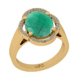 3.16 Ctw SI2/I1 Emerald And Diamond 14K Yellow Gold Engagement Ring