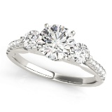 Certified 1.00 Ctw SI2/I1 Diamond 14K White Gold three Stone Ring