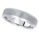 Comfort-Fit Carved Wedding Band in platinum for Men 6mm