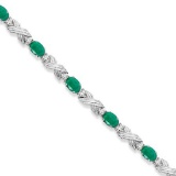 Emerald and Diamond XOXO Link Bracelet in 14k White Gold 6.65ctw