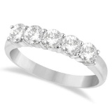 Five Stone Diamond Ring Anniversary Band platinum 2.00ctw