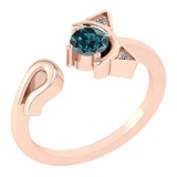 Certified 0.46 Ctw Treated Fancy Blue Diamond And White Diamond Ladies Fashion Halo Ring 14k Rose Go