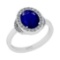 2.27 Ctw SI2/I1Blue Sapphire And Diamond 14K White Gold Engagement Halo Ring