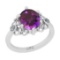 2.63 Ctw I2/I3 Amethyst And Diamond 10K White Gold Promises Ring